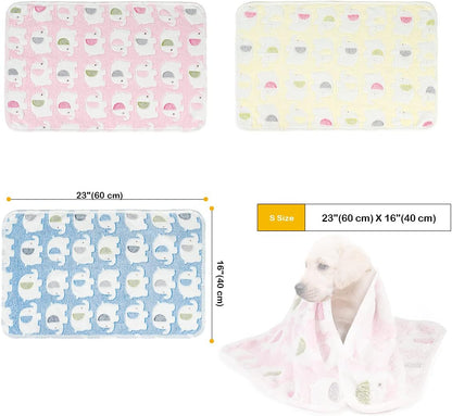 1 Pack 3 Dog Blankets, Soft Fluffy Fleece Pet Blanket Warm Sleep Mat Paw Print Design Puppy Kitten Throw Blanket Doggy Mat, Blanket for Dogs