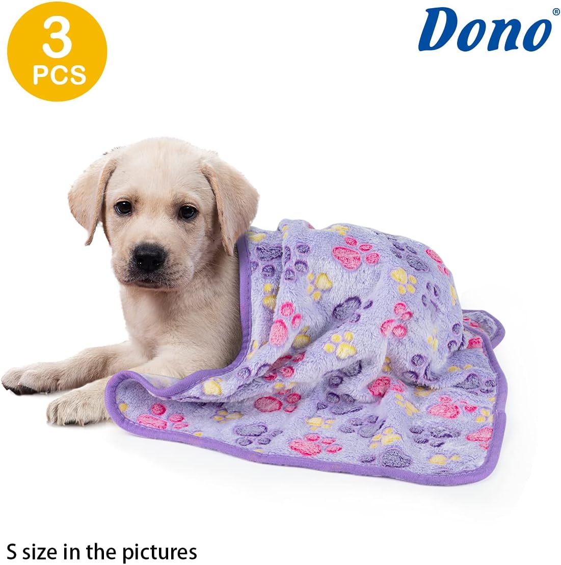 1 Pack 3 Dog Blankets, Soft Fluffy Fleece Pet Blanket Warm Sleep Mat Paw Print Design Puppy Kitten Throw Blanket Doggy Mat, Blanket for Dogs