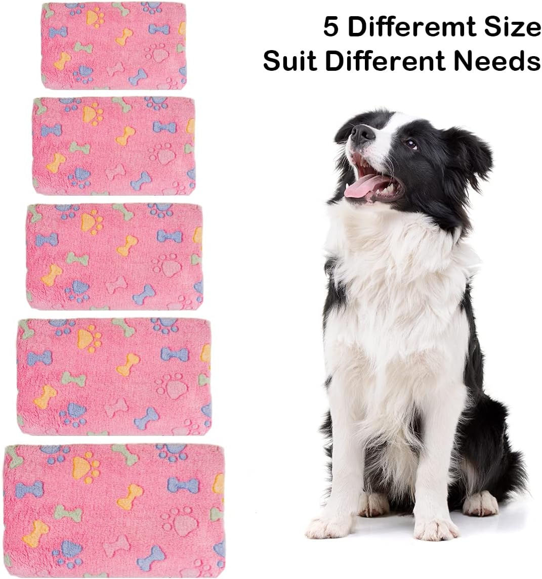 1 Pack 3 Dog Blankets, Soft Fluffy Fleece Pet Blanket Warm Sleep Mat Paw Print Design Puppy Kitten Throw Blanket Doggy Mat, Blanket for Dogs