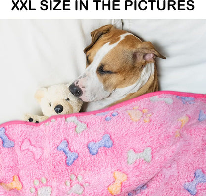 1 Pack 3 Dog Blankets, Soft Fluffy Fleece Pet Blanket Warm Sleep Mat Paw Print Design Puppy Kitten Throw Blanket Doggy Mat, Blanket for Dogs