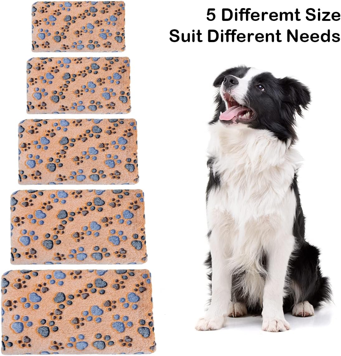 1 Pack 3 Dog Blankets, Soft Fluffy Fleece Pet Blanket Warm Sleep Mat Paw Print Design Puppy Kitten Throw Blanket Doggy Mat, Blanket for Dogs