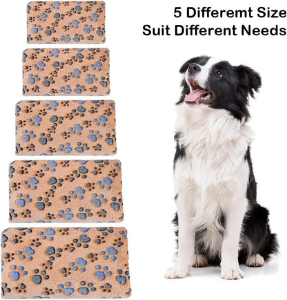 1 Pack 3 Dog Blankets, Soft Fluffy Fleece Pet Blanket Warm Sleep Mat Paw Print Design Puppy Kitten Throw Blanket Doggy Mat, Blanket for Dogs