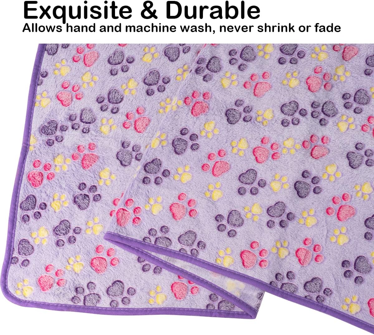 1 Pack 3 Dog Blankets, Soft Fluffy Fleece Pet Blanket Warm Sleep Mat Paw Print Design Puppy Kitten Throw Blanket Doggy Mat, Blanket for Dogs