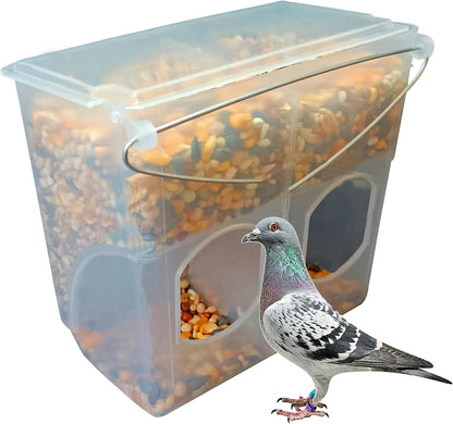 Automatic Pigeon Bird Feeder Water, Plastic Feeder Water Dispenser Drinkers for Cage, No Mess Hanging Parrot Food Feeding, Cage Accessories for Parakeet Quail Bird Chicken (2 Hole - Iron Wire)