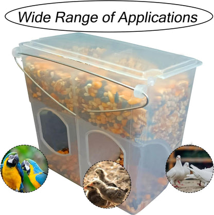 Automatic Pigeon Bird Feeder Water, Plastic Feeder Water Dispenser Drinkers for Cage, No Mess Hanging Parrot Food Feeding, Cage Accessories for Parakeet Quail Bird Chicken (2 Hole - Iron Wire)