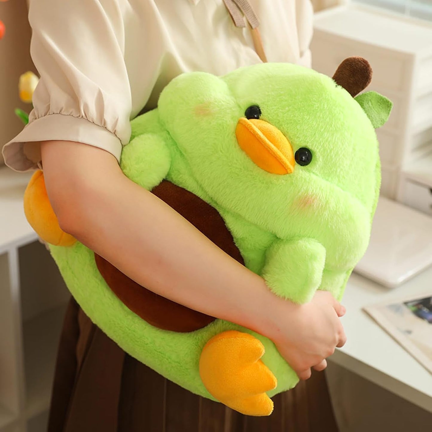 Cute Yellow Duck Avocado Plush Pillow 12 Inch Kawaii Stuffed Animal Plush Soft Plushies Gifts (Yellow, Medium)