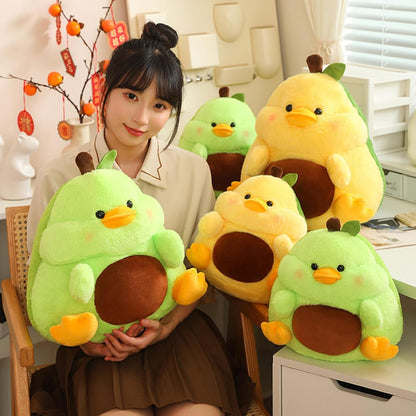 Cute Yellow Duck Avocado Plush Pillow 12 Inch Kawaii Stuffed Animal Plush Soft Plushies Gifts (Yellow, Medium)