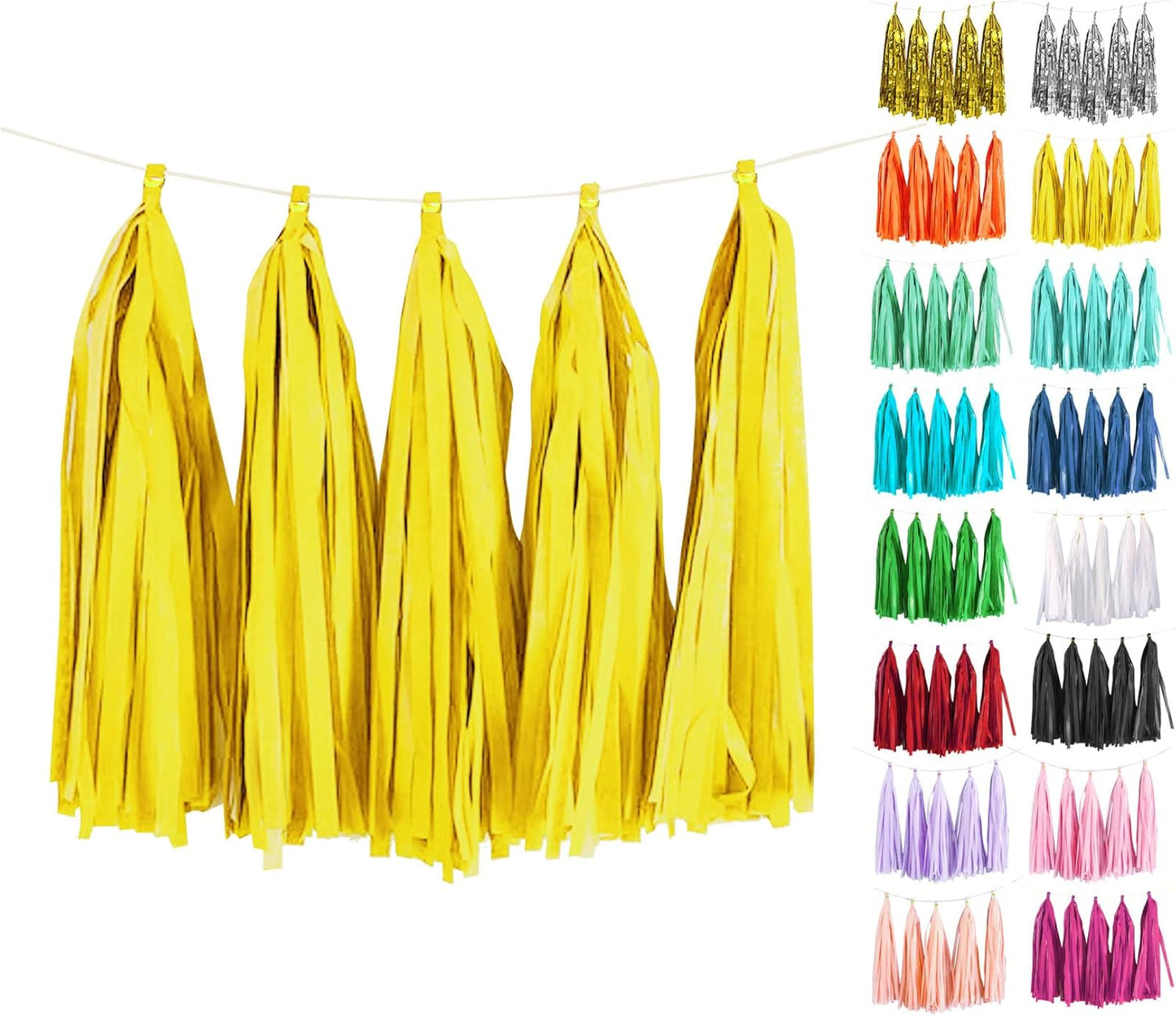 Light Yellow Tissue Paper Tassels Garland Banner for Party Birthday Wedding Decoration Baby Shower Table Decor Balloon (20 Pcs)