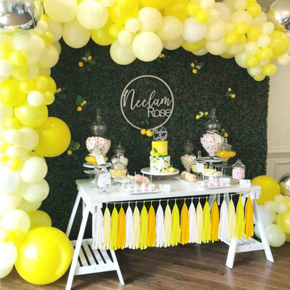 Light Yellow Tissue Paper Tassels Garland Banner for Party Birthday Wedding Decoration Baby Shower Table Decor Balloon (20 Pcs)
