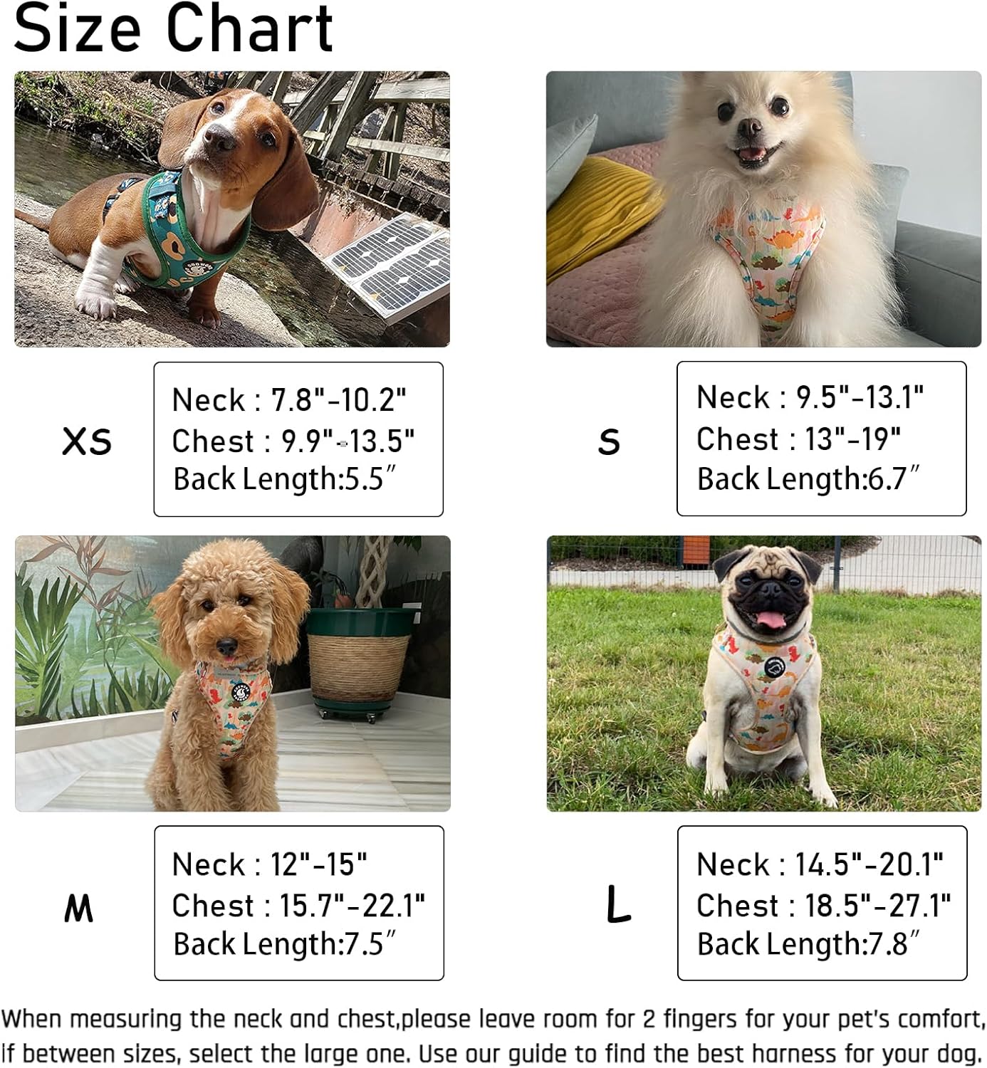 Dog Harness and Leash Set, Adjustable Dog Harness, Dog Leash, No Pull No Choke Puppy Harnesses for Walking Training for Small Medium Large Pet