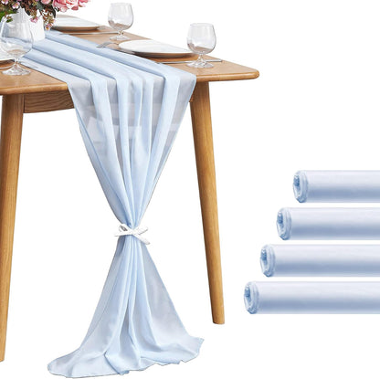 5 Pack 10Ft Light Yellow Chiffon Table Runner Sheer 29x120 Inch for Romantic Wedding Decor Bridal & Baby Shower Birthday Rustic Party Decoration