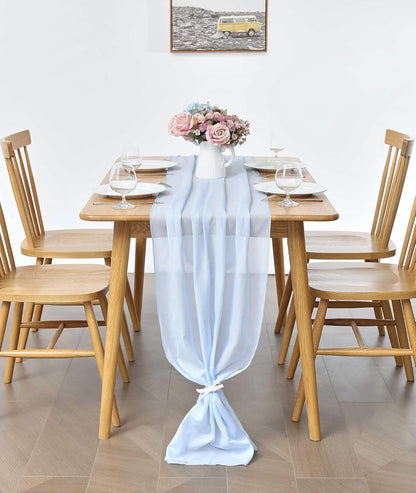 5 Pack 10Ft Light Yellow Chiffon Table Runner Sheer 29x120 Inch for Romantic Wedding Decor Bridal & Baby Shower Birthday Rustic Party Decoration