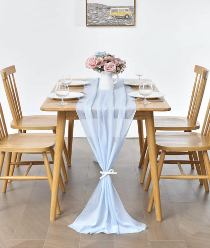 5 Pack 10Ft Light Yellow Chiffon Table Runner Sheer 29x120 Inch for Romantic Wedding Decor Bridal & Baby Shower Birthday Rustic Party Decoration