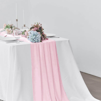 5 Pack 10Ft Light Yellow Chiffon Table Runner Sheer 29x120 Inch for Romantic Wedding Decor Bridal & Baby Shower Birthday Rustic Party Decoration