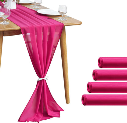 5 Pack 10Ft Light Yellow Chiffon Table Runner Sheer 29x120 Inch for Romantic Wedding Decor Bridal & Baby Shower Birthday Rustic Party Decoration