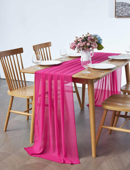 5 Pack 10Ft Light Yellow Chiffon Table Runner Sheer 29x120 Inch for Romantic Wedding Decor Bridal & Baby Shower Birthday Rustic Party Decoration