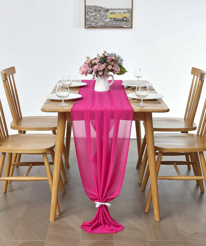 5 Pack 10Ft Light Yellow Chiffon Table Runner Sheer 29x120 Inch for Romantic Wedding Decor Bridal & Baby Shower Birthday Rustic Party Decoration