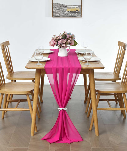 5 Pack 10Ft Light Yellow Chiffon Table Runner Sheer 29x120 Inch for Romantic Wedding Decor Bridal & Baby Shower Birthday Rustic Party Decoration