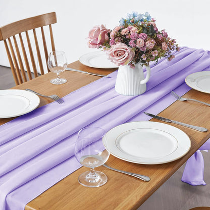5 Pack 10Ft Light Yellow Chiffon Table Runner Sheer 29x120 Inch for Romantic Wedding Decor Bridal & Baby Shower Birthday Rustic Party Decoration