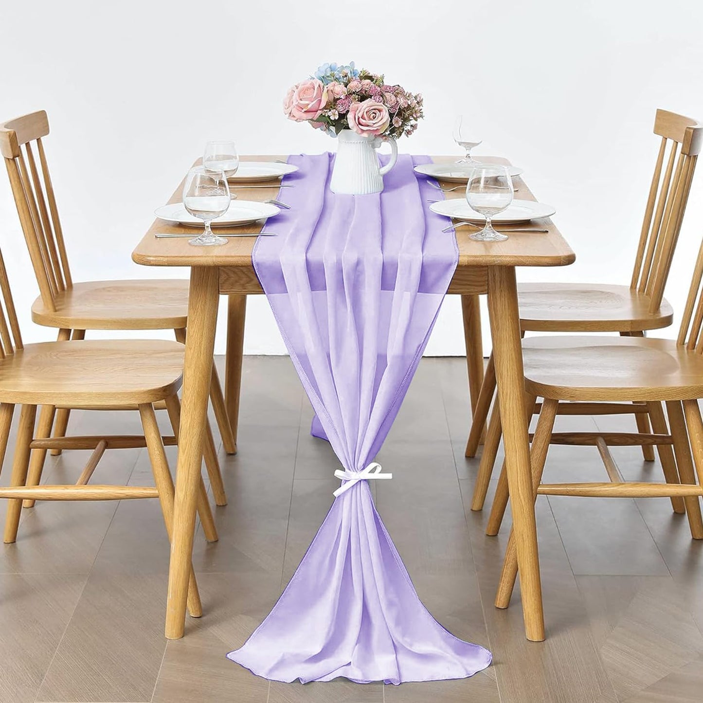 5 Pack 10Ft Light Yellow Chiffon Table Runner Sheer 29x120 Inch for Romantic Wedding Decor Bridal & Baby Shower Birthday Rustic Party Decoration