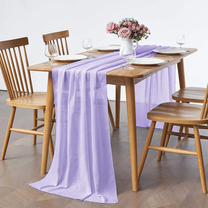 5 Pack 10Ft Light Yellow Chiffon Table Runner Sheer 29x120 Inch for Romantic Wedding Decor Bridal & Baby Shower Birthday Rustic Party Decoration