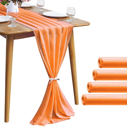 5 Pack 10Ft Light Yellow Chiffon Table Runner Sheer 29x120 Inch for Romantic Wedding Decor Bridal & Baby Shower Birthday Rustic Party Decoration