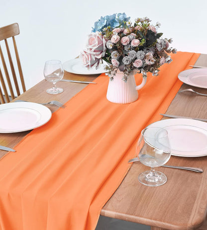 5 Pack 10Ft Light Yellow Chiffon Table Runner Sheer 29x120 Inch for Romantic Wedding Decor Bridal & Baby Shower Birthday Rustic Party Decoration