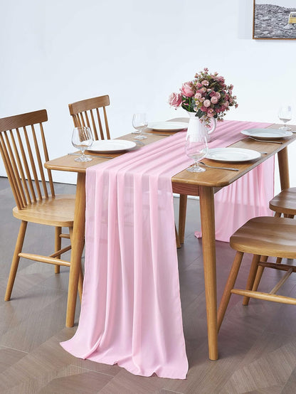 5 Pack 10Ft Light Yellow Chiffon Table Runner Sheer 29x120 Inch for Romantic Wedding Decor Bridal & Baby Shower Birthday Rustic Party Decoration