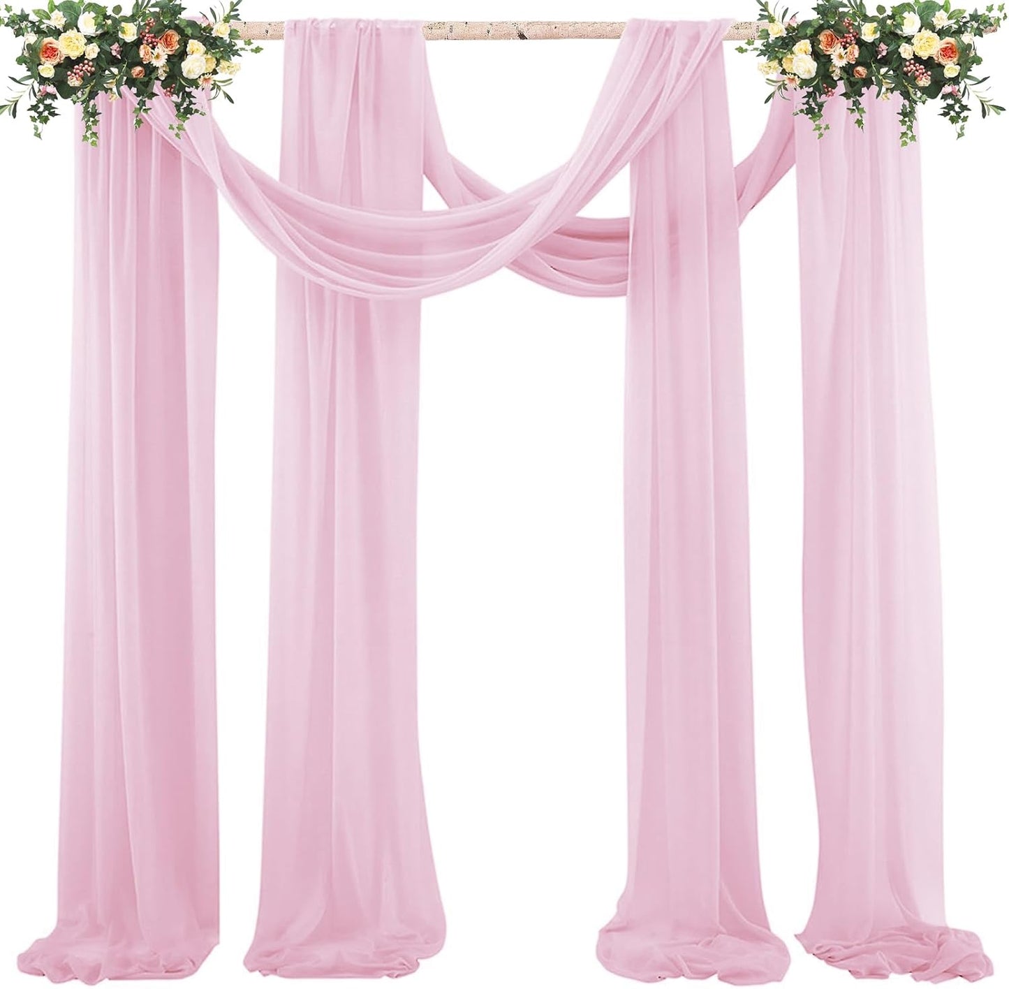 5 Pack 10Ft Light Yellow Chiffon Table Runner Sheer 29x120 Inch for Romantic Wedding Decor Bridal & Baby Shower Birthday Rustic Party Decoration