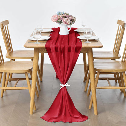 5 Pack 10Ft Light Yellow Chiffon Table Runner Sheer 29x120 Inch for Romantic Wedding Decor Bridal & Baby Shower Birthday Rustic Party Decoration