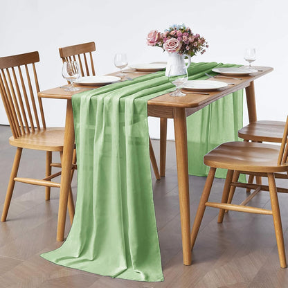 5 Pack 10Ft Light Yellow Chiffon Table Runner Sheer 29x120 Inch for Romantic Wedding Decor Bridal & Baby Shower Birthday Rustic Party Decoration