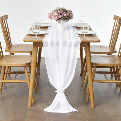 5 Pack 10Ft Light Yellow Chiffon Table Runner Sheer 29x120 Inch for Romantic Wedding Decor Bridal & Baby Shower Birthday Rustic Party Decoration