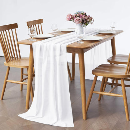 5 Pack 10Ft Light Yellow Chiffon Table Runner Sheer 29x120 Inch for Romantic Wedding Decor Bridal & Baby Shower Birthday Rustic Party Decoration