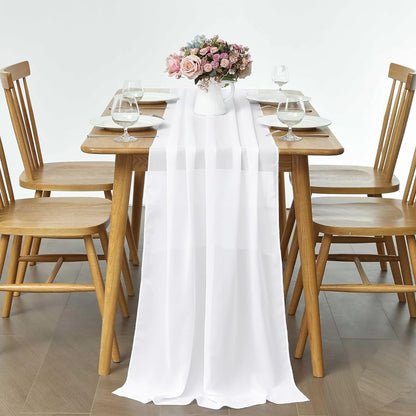 5 Pack 10Ft Light Yellow Chiffon Table Runner Sheer 29x120 Inch for Romantic Wedding Decor Bridal & Baby Shower Birthday Rustic Party Decoration