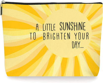 Yellow Sunshine Inspirational Makeup Bag Cosmetic Bag, Birthday Christmas Summer Gifts For Women Mom Friends Sister Wife Grandma Daughter Teacher Coworker. (001)
