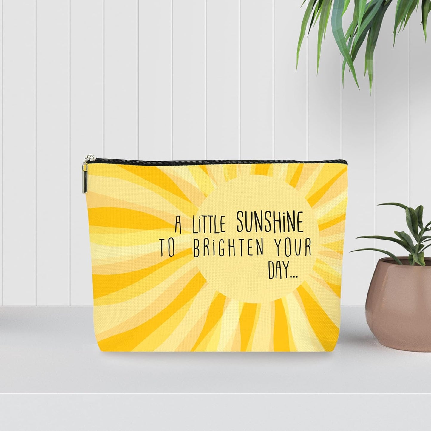 Yellow Sunshine Inspirational Makeup Bag Cosmetic Bag, Birthday Christmas Summer Gifts For Women Mom Friends Sister Wife Grandma Daughter Teacher Coworker. (001)
