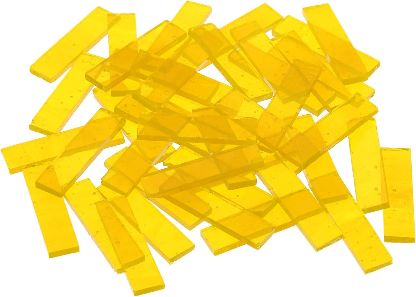 Rectangular Mosaic Tiles Stained Glass Strips, 1.57" x 0.4" Transparent Yellow Glass Pieces 300g/10.58 oz Mosaic Tile Making Supplies for DIY Handmade Crafts and Home Decoration