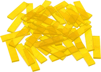 Rectangular Mosaic Tiles Stained Glass Strips, 1.57" x 0.4" Transparent Yellow Glass Pieces 300g/10.58 oz Mosaic Tile Making Supplies for DIY Handmade Crafts and Home Decoration