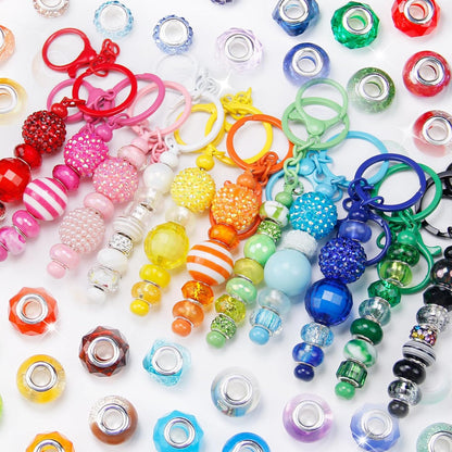 100 Pcs European Craft Beads Large Hole Spacer Beads, Assorted European Craft Bead Yellow Rhinestone Lampwork Beads Large Hole Spacer Bead for DIY Charms Bracelet Necklace Jewelry Making Supplies
