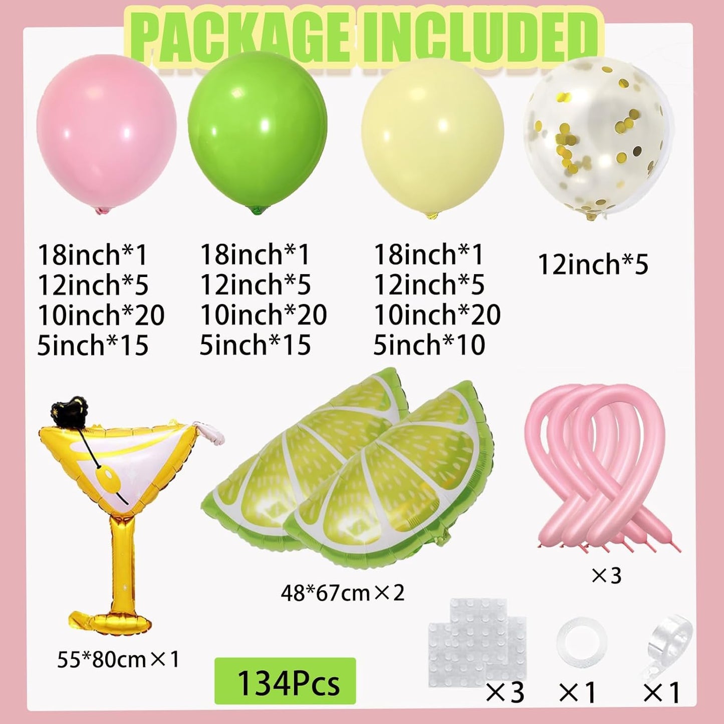 A Tini Bit Older Birthday Green Pink Yellow Lemonade Balloon Arch Kit with Martini Balloons Pink Bow Lemon Balloons for A Tiny Bit Older Martini Party Coquette Birthday Bachelorette Decorations