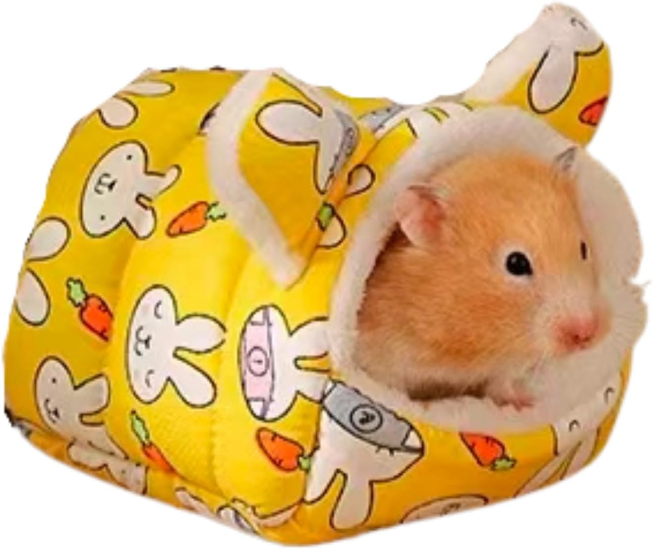 Hamster Cotton Nest Winter Warmer with Fleece Lining Thickened Bedding for Hamsters, Parrots, Hedgehog and Other Small Pets (Yellow,Small)