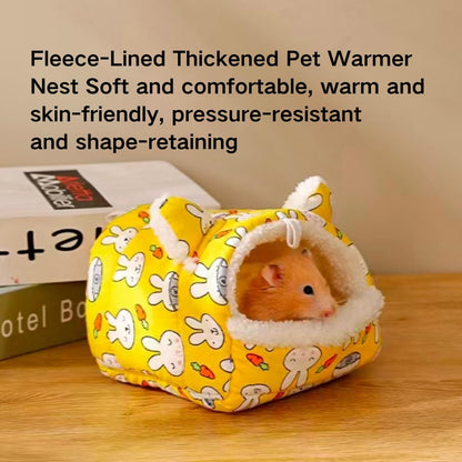 Hamster Cotton Nest Winter Warmer with Fleece Lining Thickened Bedding for Hamsters, Parrots, Hedgehog and Other Small Pets (Yellow,Small)