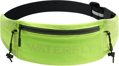 Running Belt Fanny Pack, Runner Race Belt with Bib Clip Yellow | Breathable, 3 Pocket Waist Bag for Men Women, Phone Holder Fits All Phones for Marathon Jogging Workout Exercise Fitness