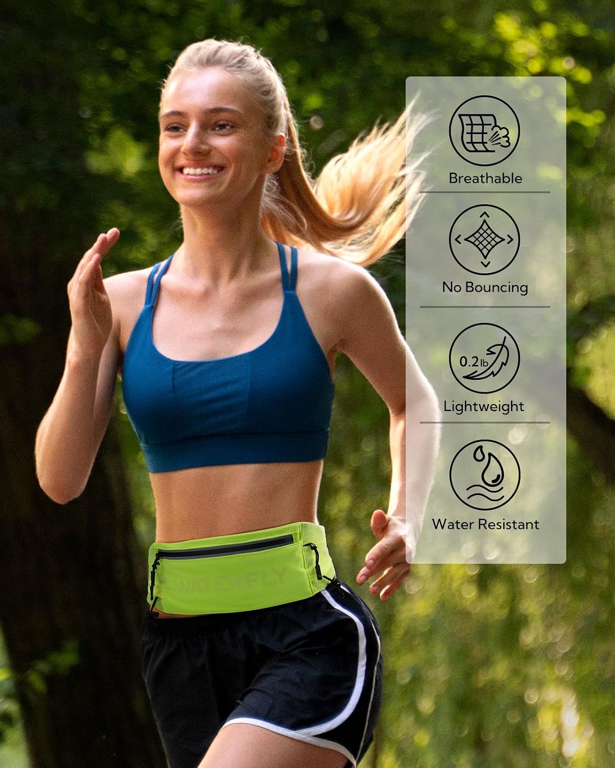 Running Belt Fanny Pack, Runner Race Belt with Bib Clip Yellow | Breathable, 3 Pocket Waist Bag for Men Women, Phone Holder Fits All Phones for Marathon Jogging Workout Exercise Fitness