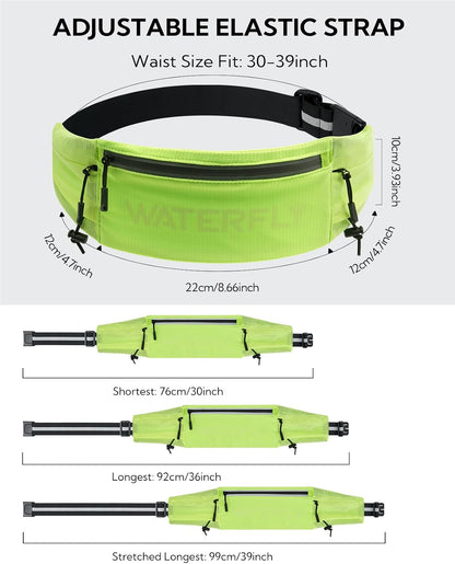 Running Belt Fanny Pack, Runner Race Belt with Bib Clip Yellow | Breathable, 3 Pocket Waist Bag for Men Women, Phone Holder Fits All Phones for Marathon Jogging Workout Exercise Fitness