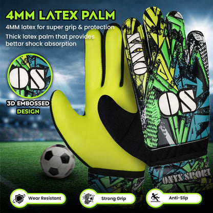 Soccer Goalie Gloves for Kids Boys Children,Youth & Adult Football Goalkeeper Gloves with 4mm Latex Double Wrist & Finger Spine Protection Anti-Slip Strong Grips Palm