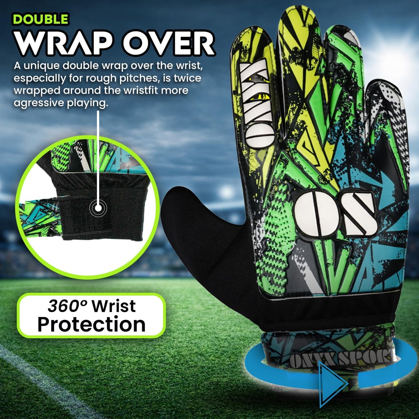 Soccer Goalie Gloves for Kids Boys Children,Youth & Adult Football Goalkeeper Gloves with 4mm Latex Double Wrist & Finger Spine Protection Anti-Slip Strong Grips Palm