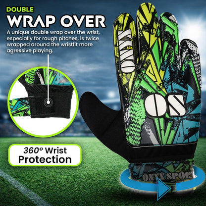 Soccer Goalie Gloves for Kids Boys Children,Youth & Adult Football Goalkeeper Gloves with 4mm Latex Double Wrist & Finger Spine Protection Anti-Slip Strong Grips Palm
