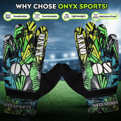 Soccer Goalie Gloves for Kids Boys Children,Youth & Adult Football Goalkeeper Gloves with 4mm Latex Double Wrist & Finger Spine Protection Anti-Slip Strong Grips Palm