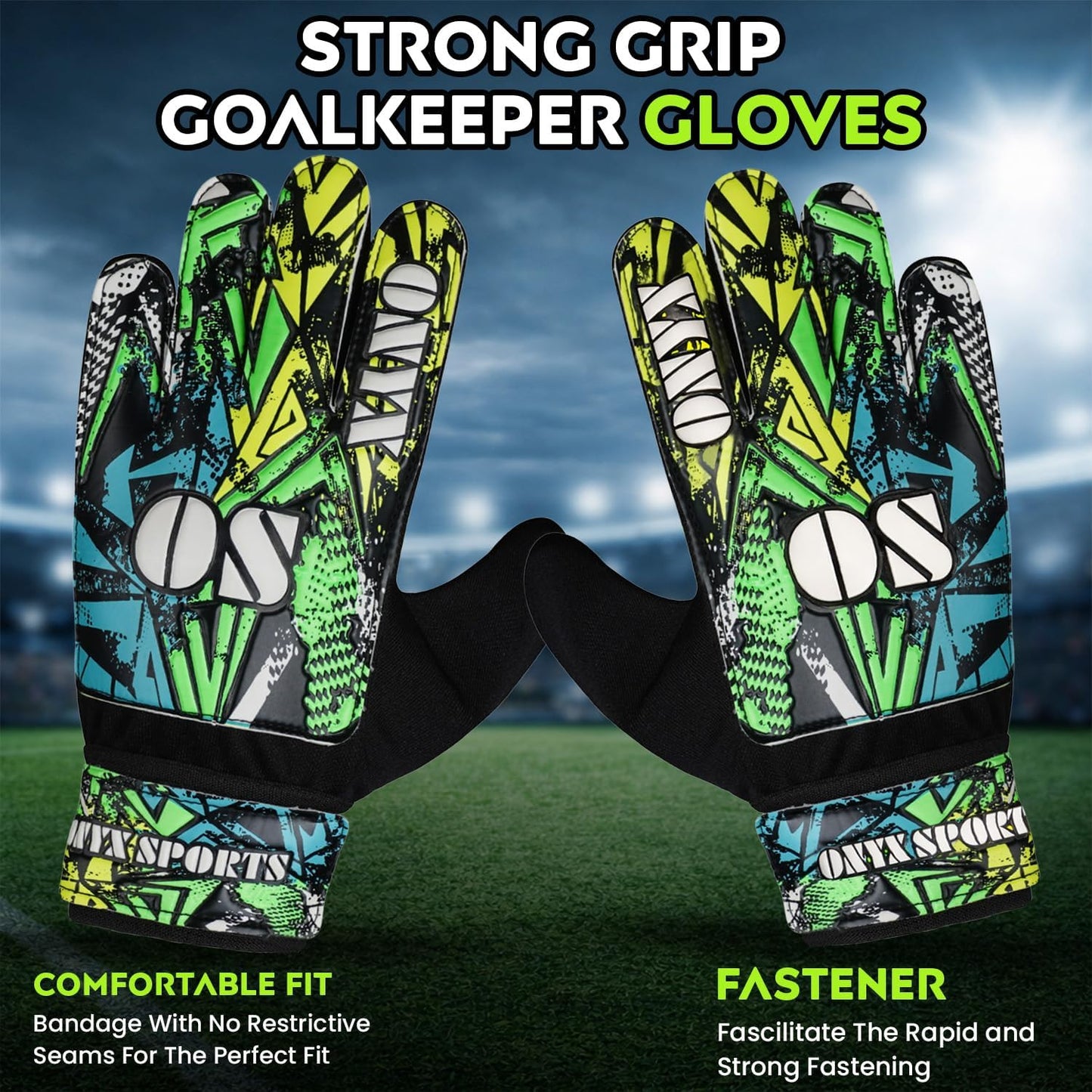 Soccer Goalie Gloves for Kids Boys Children,Youth & Adult Football Goalkeeper Gloves with 4mm Latex Double Wrist & Finger Spine Protection Anti-Slip Strong Grips Palm